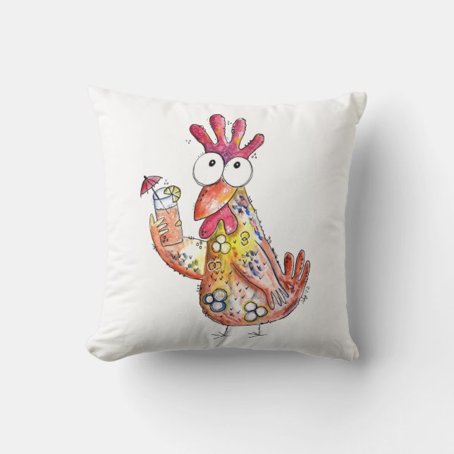 Coussin Poulet Fantaisiste Mignon avec Boisson Tropicale (Recto)