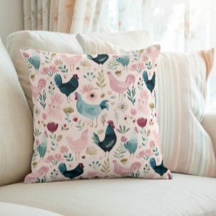 Coussin Poulet Floral Cottagecore