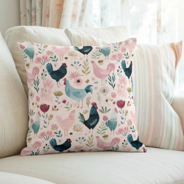 Coussin Poulet Floral Cottagecore (Créateur téléchargé)