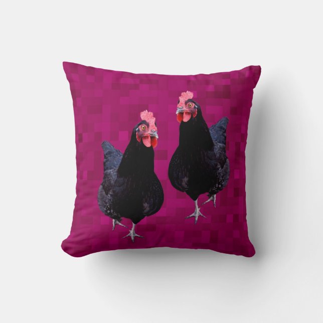 Coussin Poulet noir réversible, (Recto)