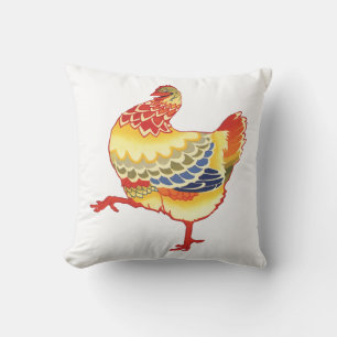 Coussin Poulet noir vintage coloré de la ferme