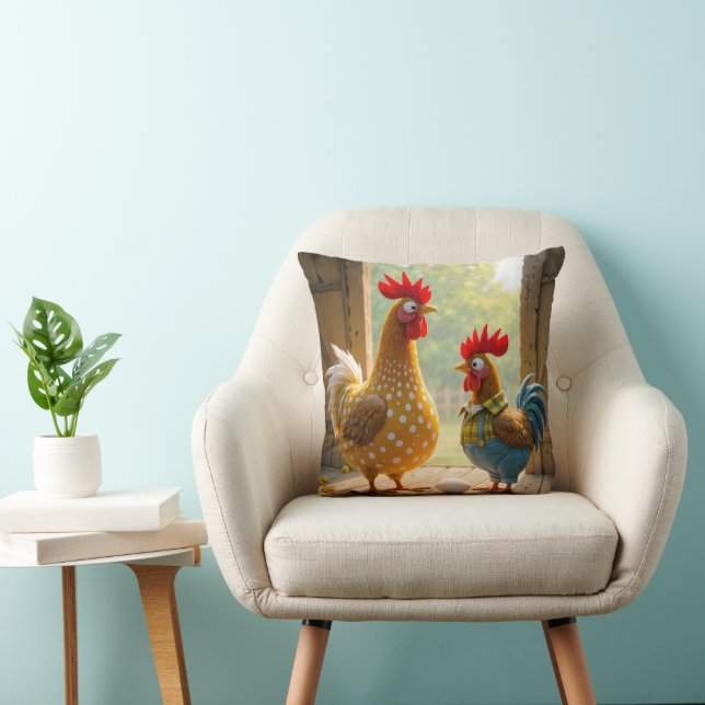Coussin Poulets De Ferme Avec Oeuf Blanc (Chaise)
