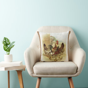 Coussin Poulets de la ferme d'art vintage