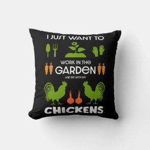 Coussin Poulets Et Jardinage