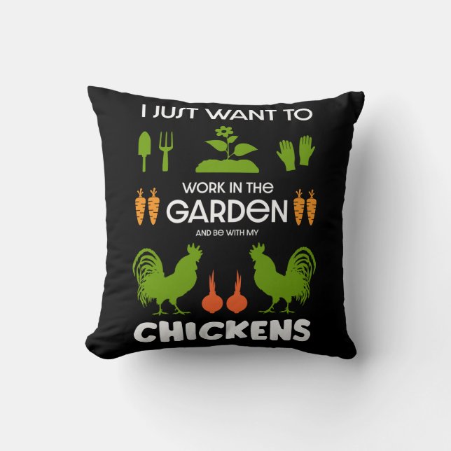 Coussin Poulets Et Jardinage (Recto)