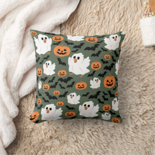Coussin Poulets fantômes éffrayants avec Citrouilles et ch