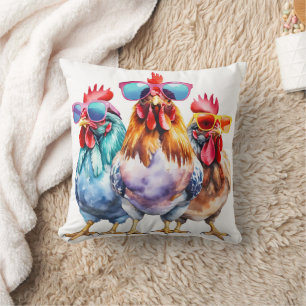 Coussin Poulets portant de grosses lunettes de soleil