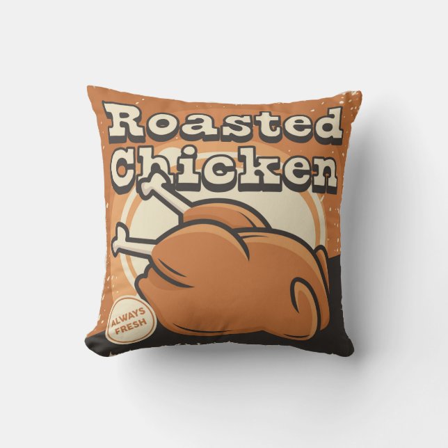 Coussin Poulets rôtis Vintages rétro (Recto)