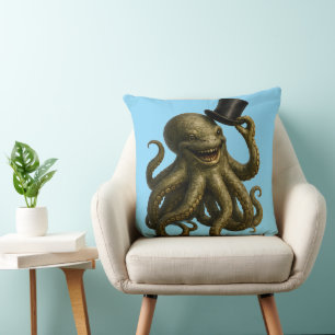 Coussin Poulpe en haut-de-forme, impression artistique fan