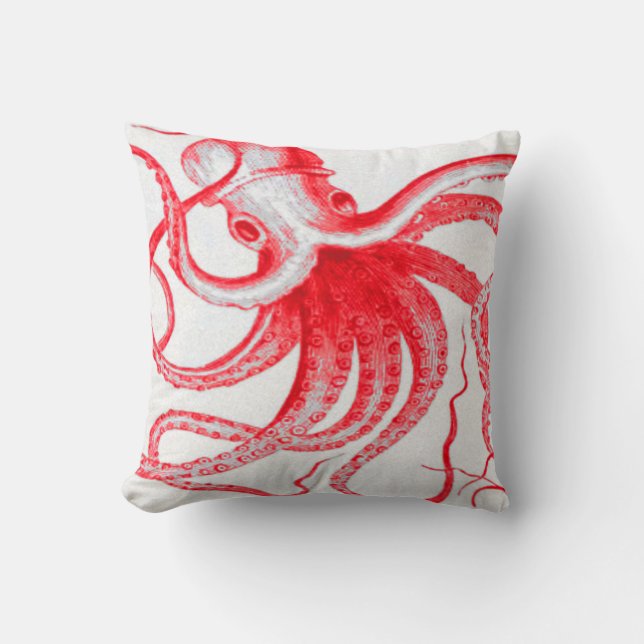Coussin Poulpe nautique steampunk vintage kraken monstre (Recto)