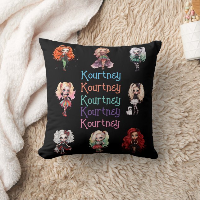 Coussin Poupée Éffrayante Halloween Thème avec nom (Couverture)