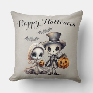 Coussin Poupée fantôme éffrayante et Halloween squelette