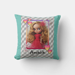 Coussin Poupée, photo de poupée, cadeau, salutation, Blyth