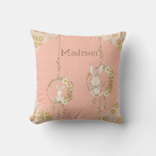 Coussin Poupée rose Floral Baby Girl personnalisée