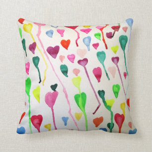 Coussin pour aquarelle d'art de coeurs