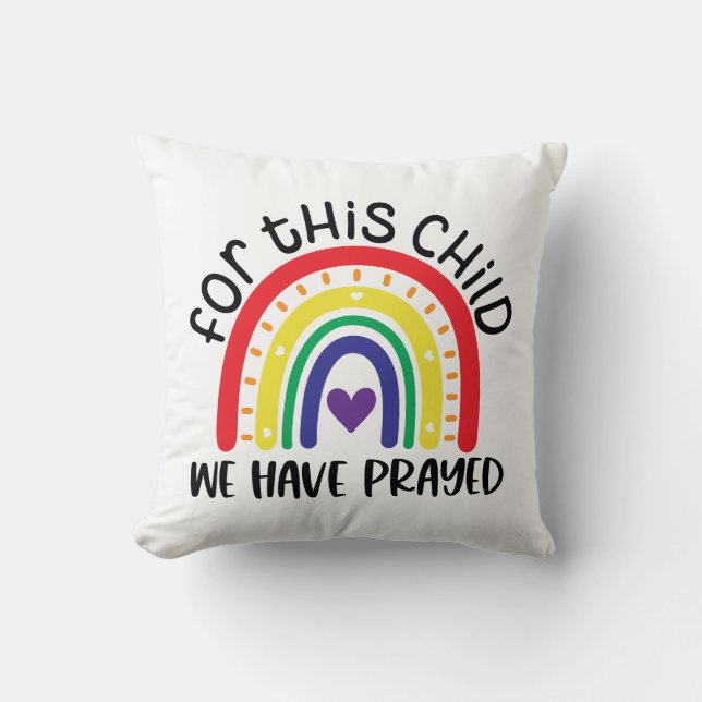 Coussin Pour cet enfant nous avons prié avec Boho Rainbow (Recto)
