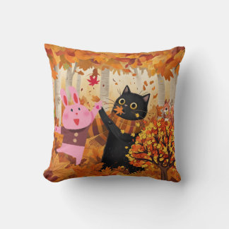Coussin pour chats et lapins jouant à l'automne de