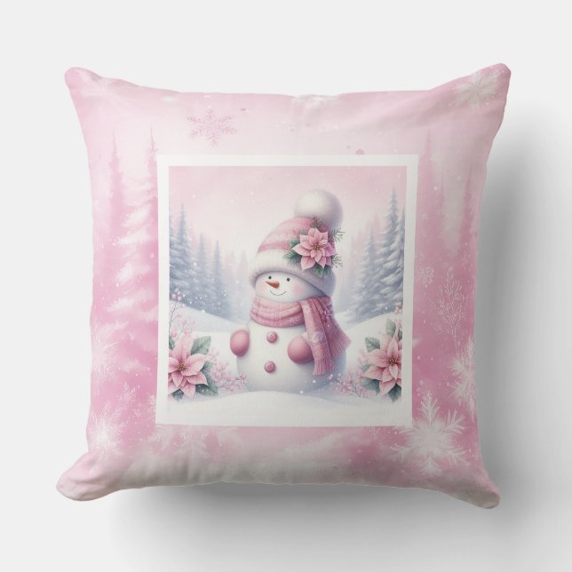 Coussin pour enfants scène hivernale rose douce bo (Recto)