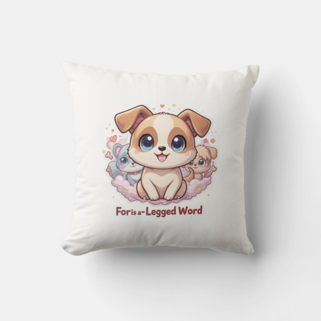 Coussin “Pour est un mot à quatre pattes” Chiot mignon (Recto)