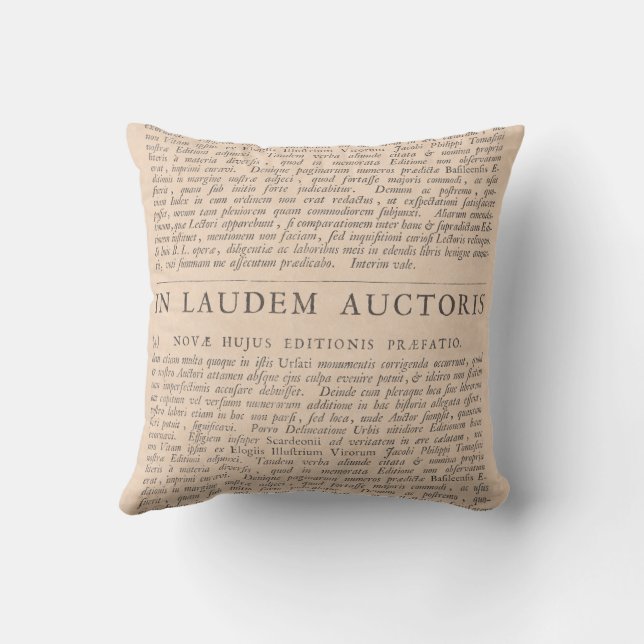 Coussin Pour la louange des auteurs Textes latins antiques (Verso)