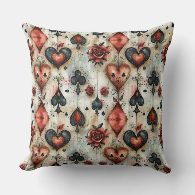 Coussin Pour les amateurs de jeux de cartes. Jouer des sym (Recto)