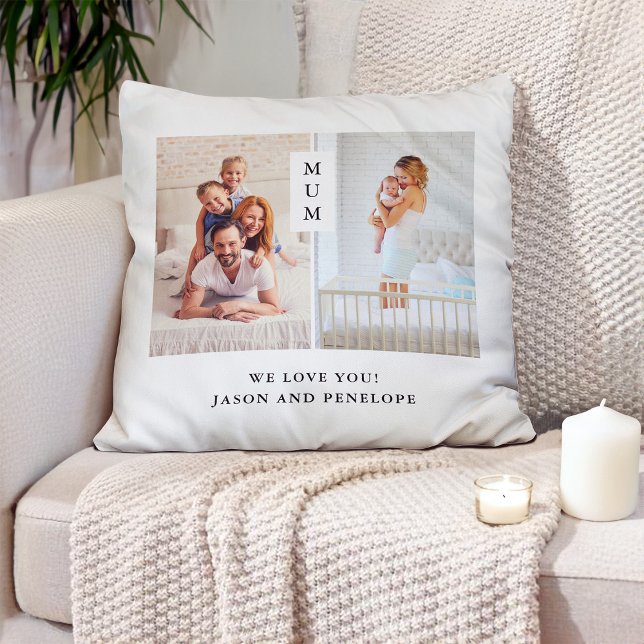 Coussin Pour maman | Grille photo moderne à deux photos (A stylish pillow for mum with your favourite photos)