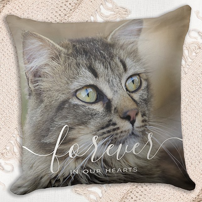 Coussin Pour toujours dans notre coeur Mémorial aux chats  (Créateur téléchargé)