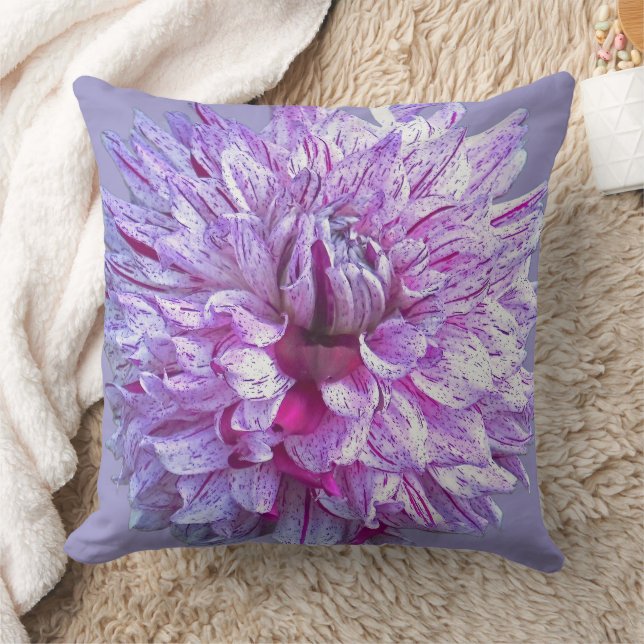 COUSSIN POURPLE ET BLANC DAHLIA / FLORAL (Couverture)