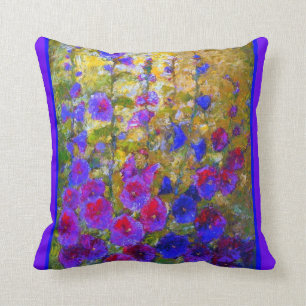 Coussin pourpre de jardin de roses trémière de