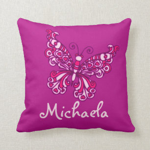 Coussin pourpre de papillon de nom de lettre des