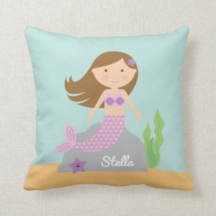 Coussin pourpre de sirène et d'étoiles de mer