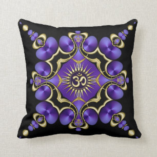 Coussin pourpre d'or d'arts de yoga d'OM