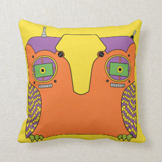 Coussin Pourpre orange de vert jaune de robot de hibou
