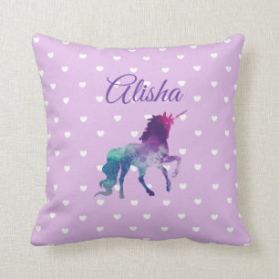 Coussin pourpre personnalisé de licorne pour la