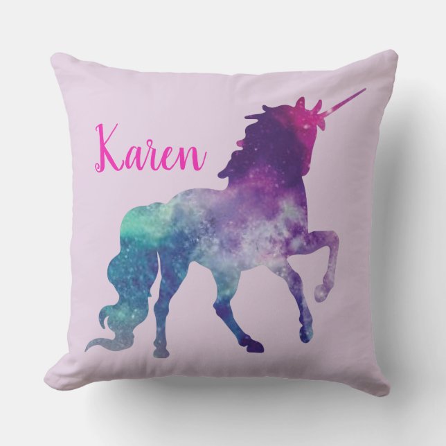 Coussin Pourpre personnalisé et licorne magique de (Recto)