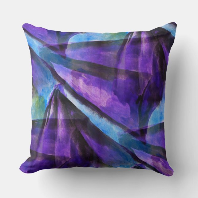 Coussin pourpre sans couture de cubisme, art abstrait bleu (Recto)