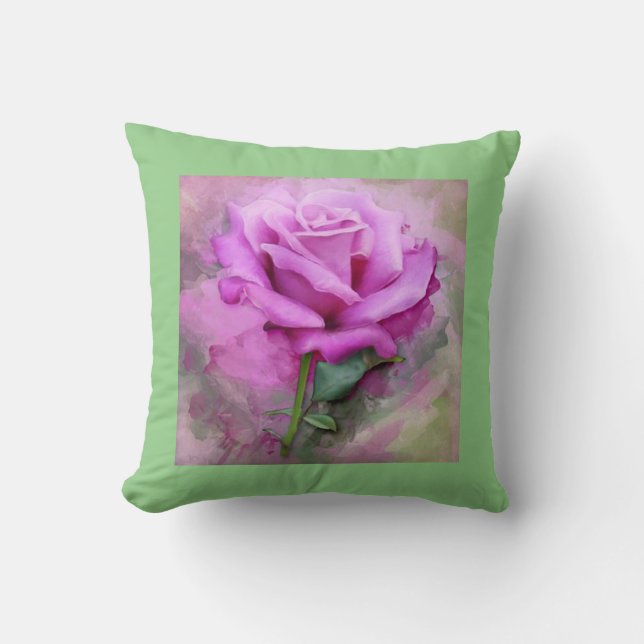 Coussin pourpre/sauge. (Recto)