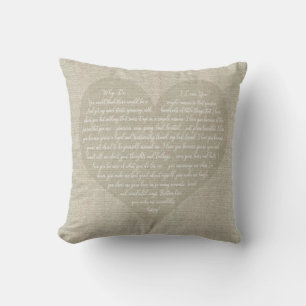 Coussin Pourquoi je t'aime Typographie en forme de cœur