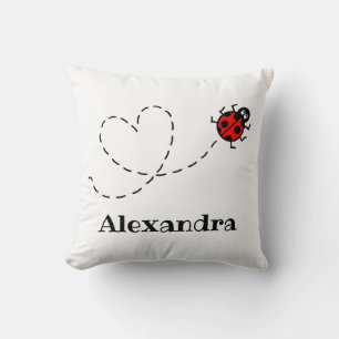 Coussin Poushion Motif de coeur Ladybird personnalisé