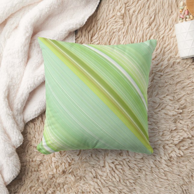 Coussin Pousse Verte Menthe et Rayure Verte Citron et Carr (Couverture)