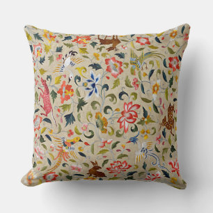 Coussin Poussées de broderie de soie animale