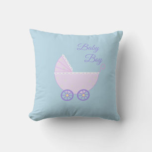 Coussin Poussette de bébé garçon magnifique sur turquoise