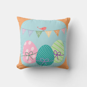 Coussin Poussette de bébé œuf de Pâques oiseau coloré de p