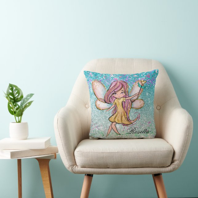 Coussin Poussière de fée scintillante pailletée or rose vi (Chaise)