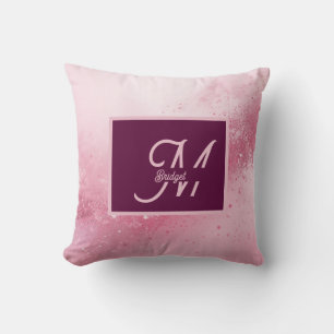 Coussin Poussière scintillante de marbre abstrait rose fém