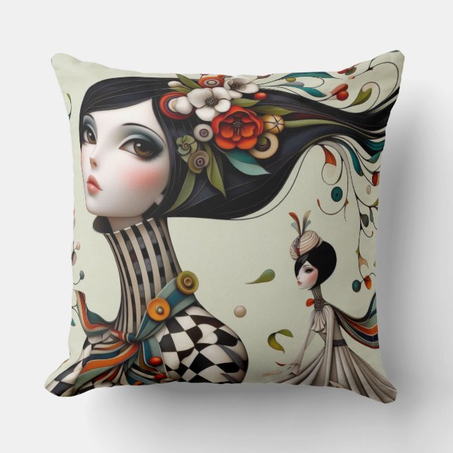 Coussin Poussin Carré fille Whimsical (Recto)