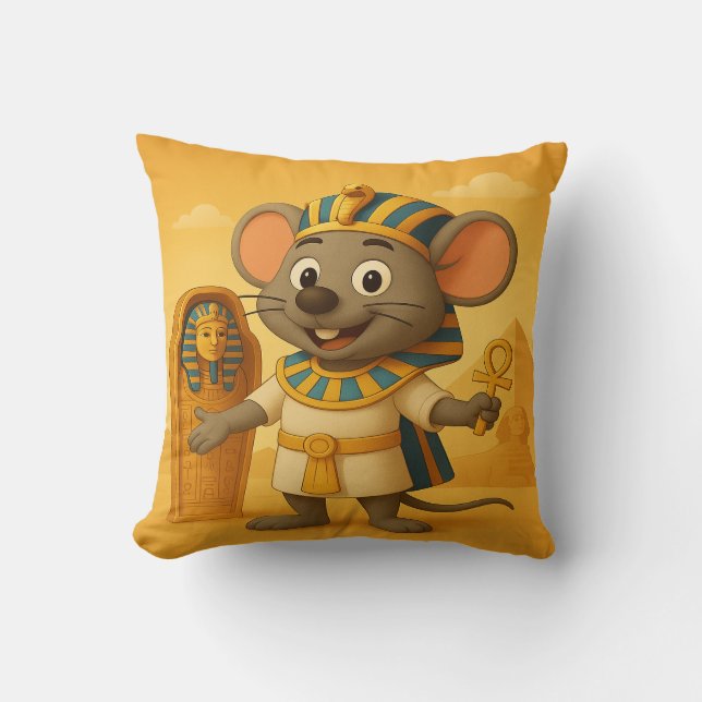 Coussin Poussin de souris Pharaon | Caricature Pyramides é (Recto)
