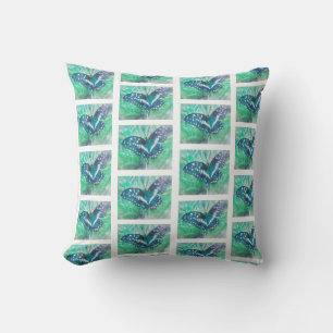 Coussin Poussin Motif à papillon vert pâle