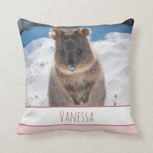 Coussin Poussin Quokka Personnalisé Filles Roses