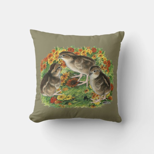 Coussin Poussins de jardin de colin (Recto)